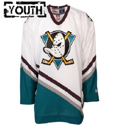 Anaheim Ducks Mighty Ducks Blank CCM Throwback Wit Authentic Shirt - Kinderen
